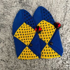Blue and Yellow Shoes with Unique Design and Soft Texture